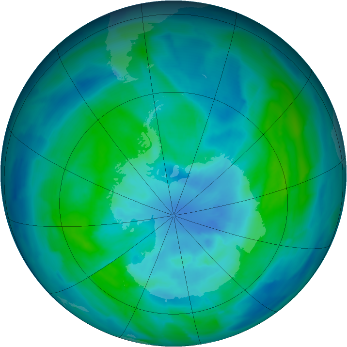 Antarctic ozone map for 21 March 2013